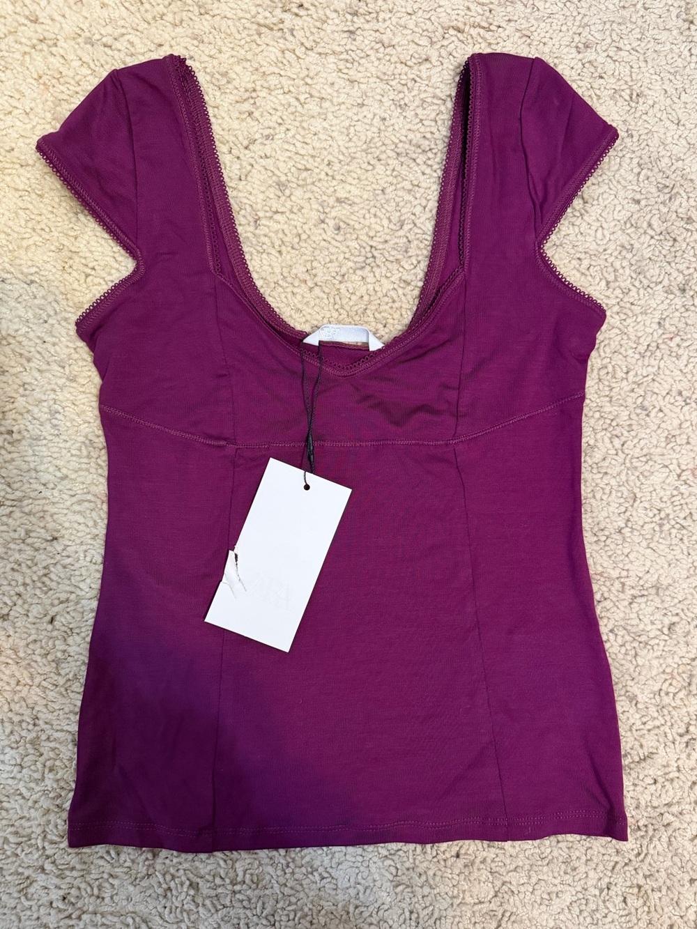 ZARA Lyocell Lace Top Size S, Purple